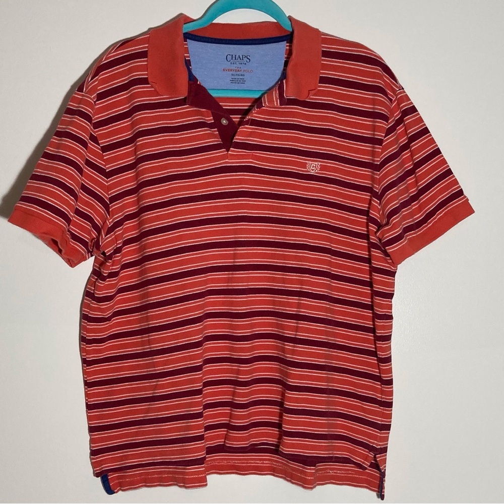Chaps‎ Men's Striped Polo Shirt | Burgundy & Orange